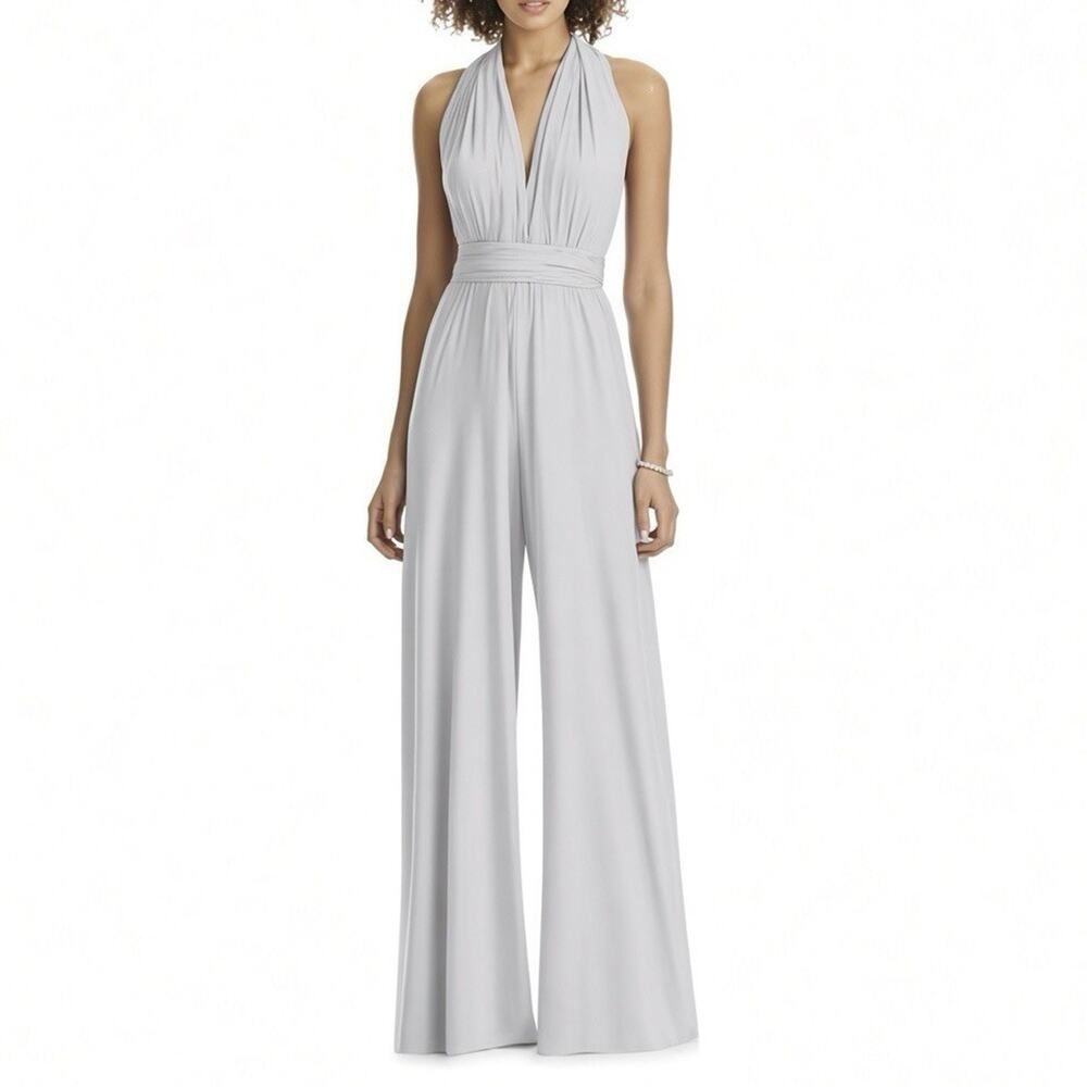 Dessy Collection Convertible Wide Leg Jumpsuit Platinum XS MJ-JPTWIST-JB1